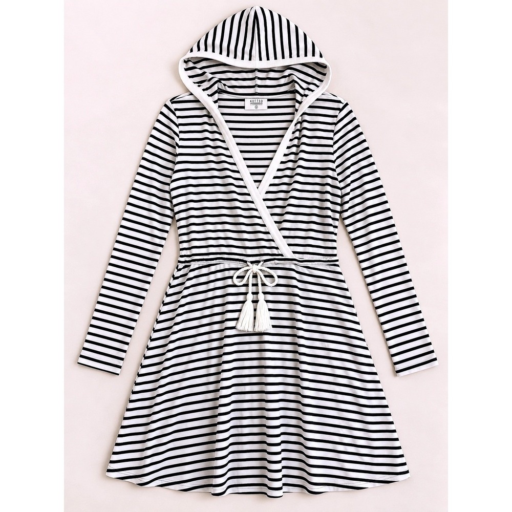 Mott50 UPF 50 Striped Hooded Bamboo Sun Protection Dress Women's M